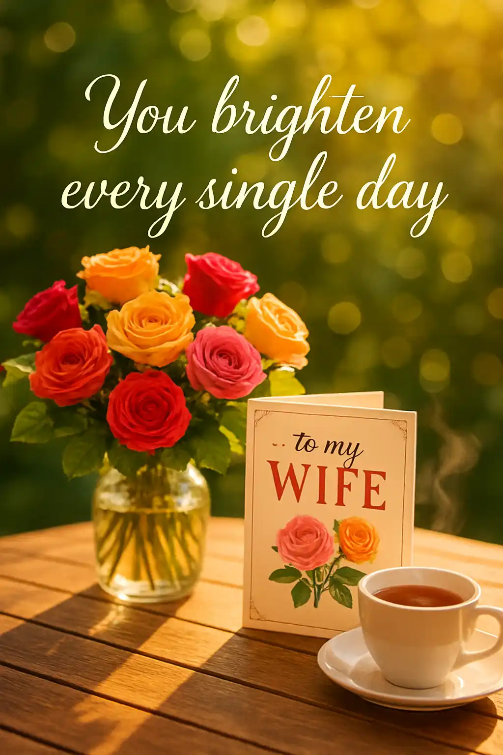 Beautiful Greeting Card for Wife Quotes to Brighten Her Day